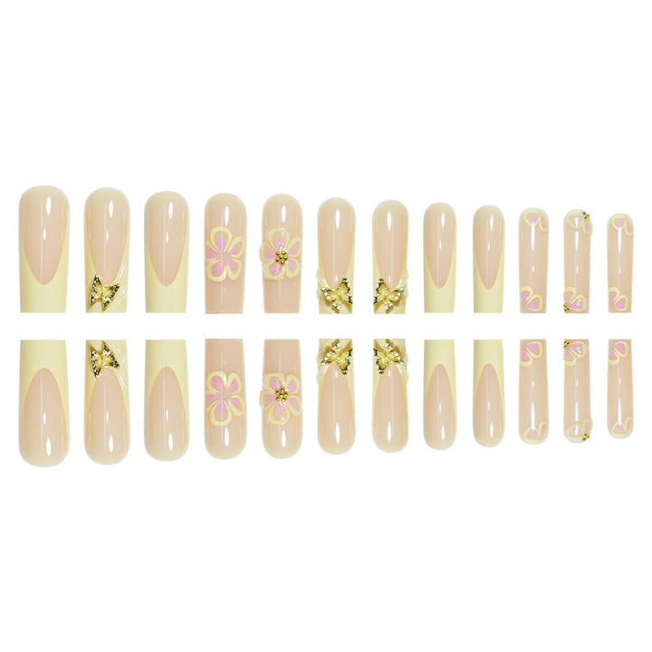 Artistic Floral Acrylic Press-On Nail Extensions Kalsten
