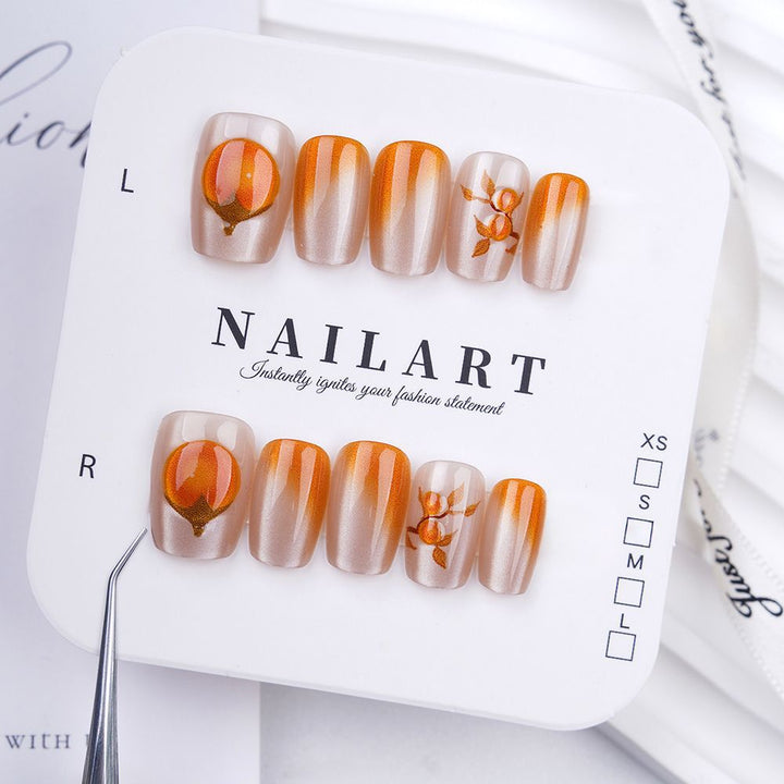 Artistic Press-On Nail Set with Cute Character Designs Kalsten