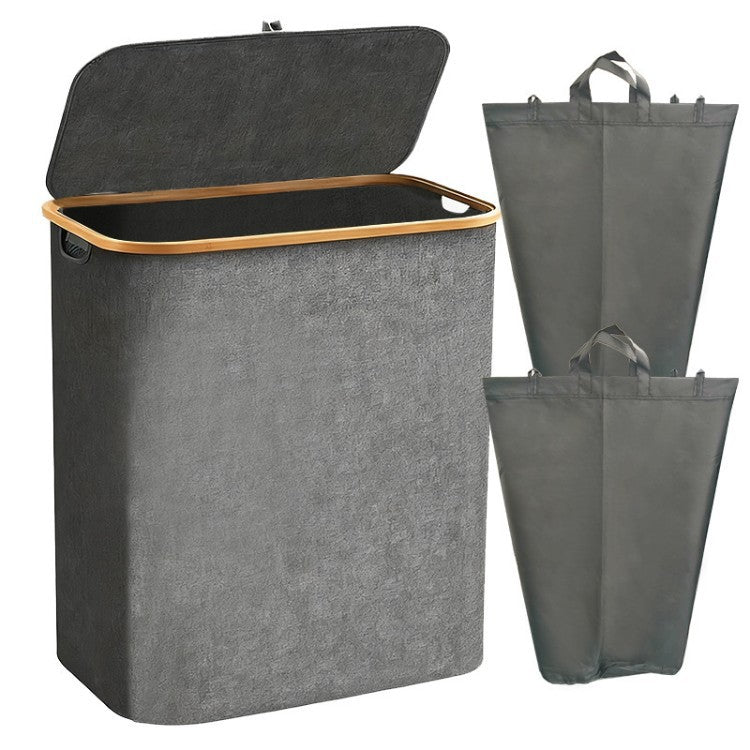 Laundry separation system with bamboo lid and multiple compartments Kalsten
