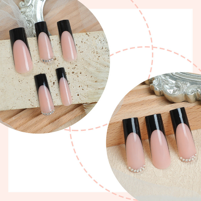 Glossy Press-On Nail Set with Stylish French Tip Design Kalsten