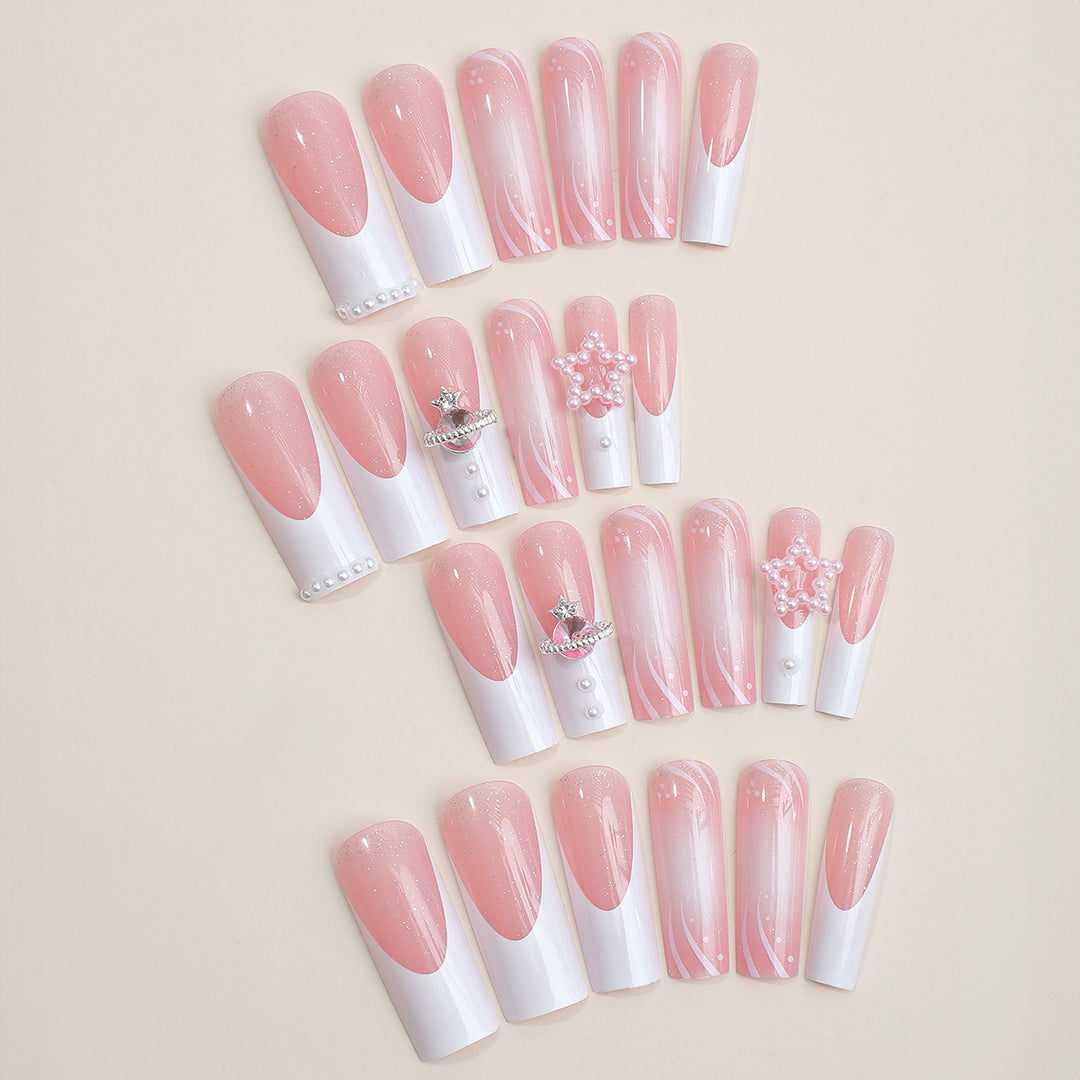 Decorative Press-On Nail Set with Elegant Design Elements kalsten