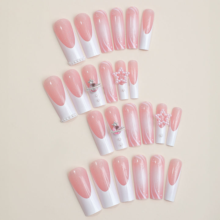 Decorative Press-On Nail Set with Elegant Design Elements kalsten