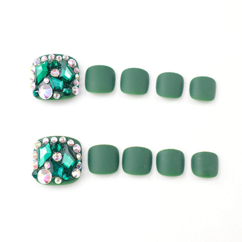 Glamorous Decorative Press-On Toenails with Rhinestone Accents