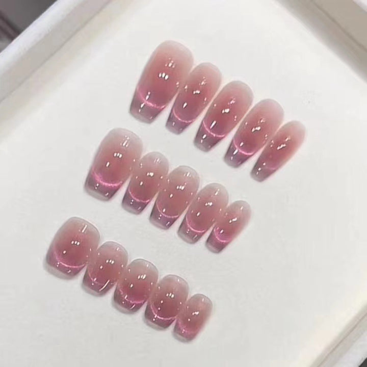 Rhinestone-Embellished Gradient Press-On Nails