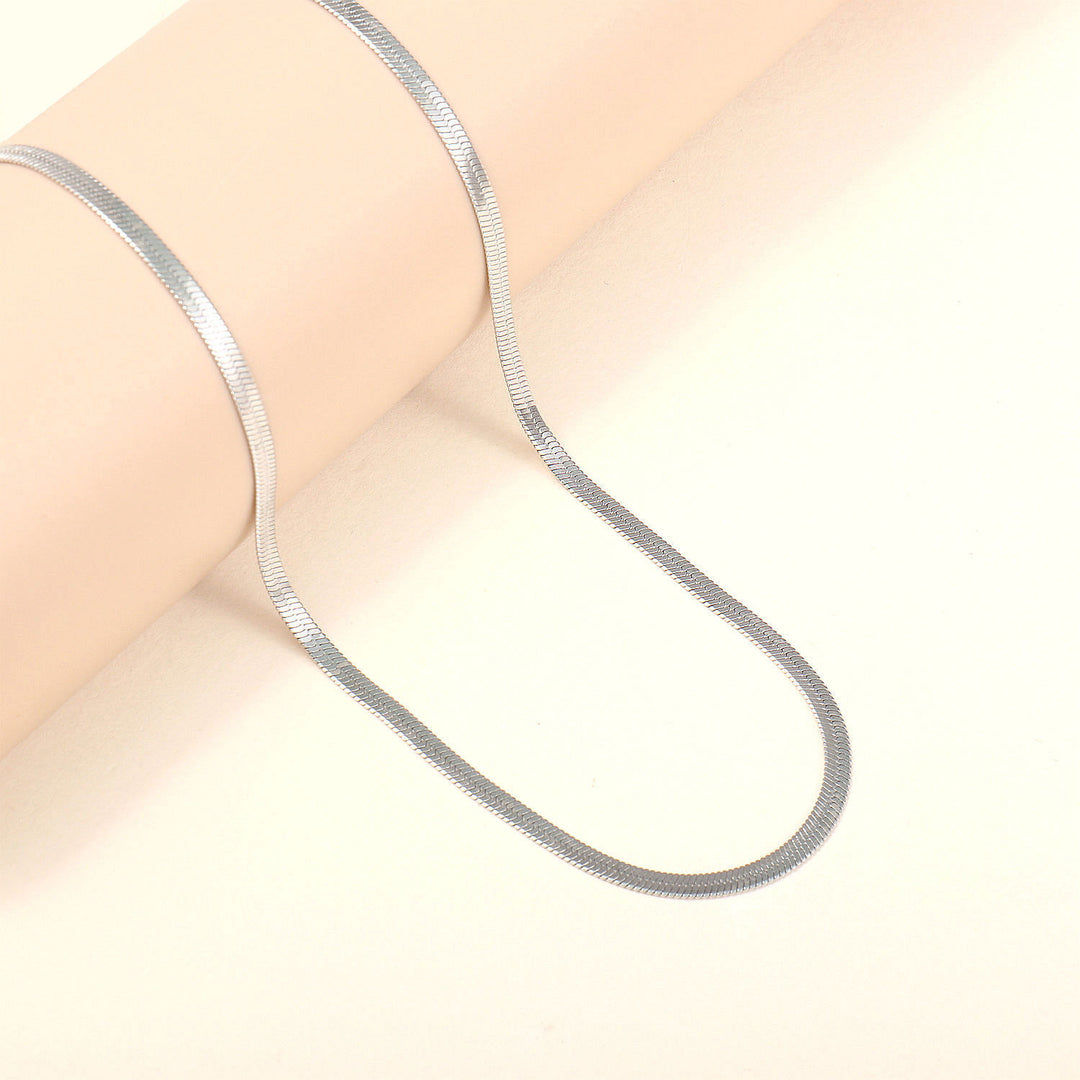 Sleek Slim Silver Chain Necklace Kalsten