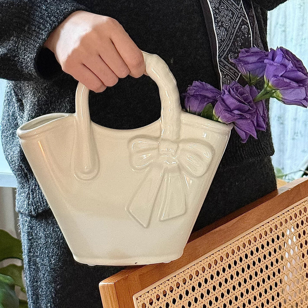 Decorative Bow-Shaped Ceramic Planter for Home Decor