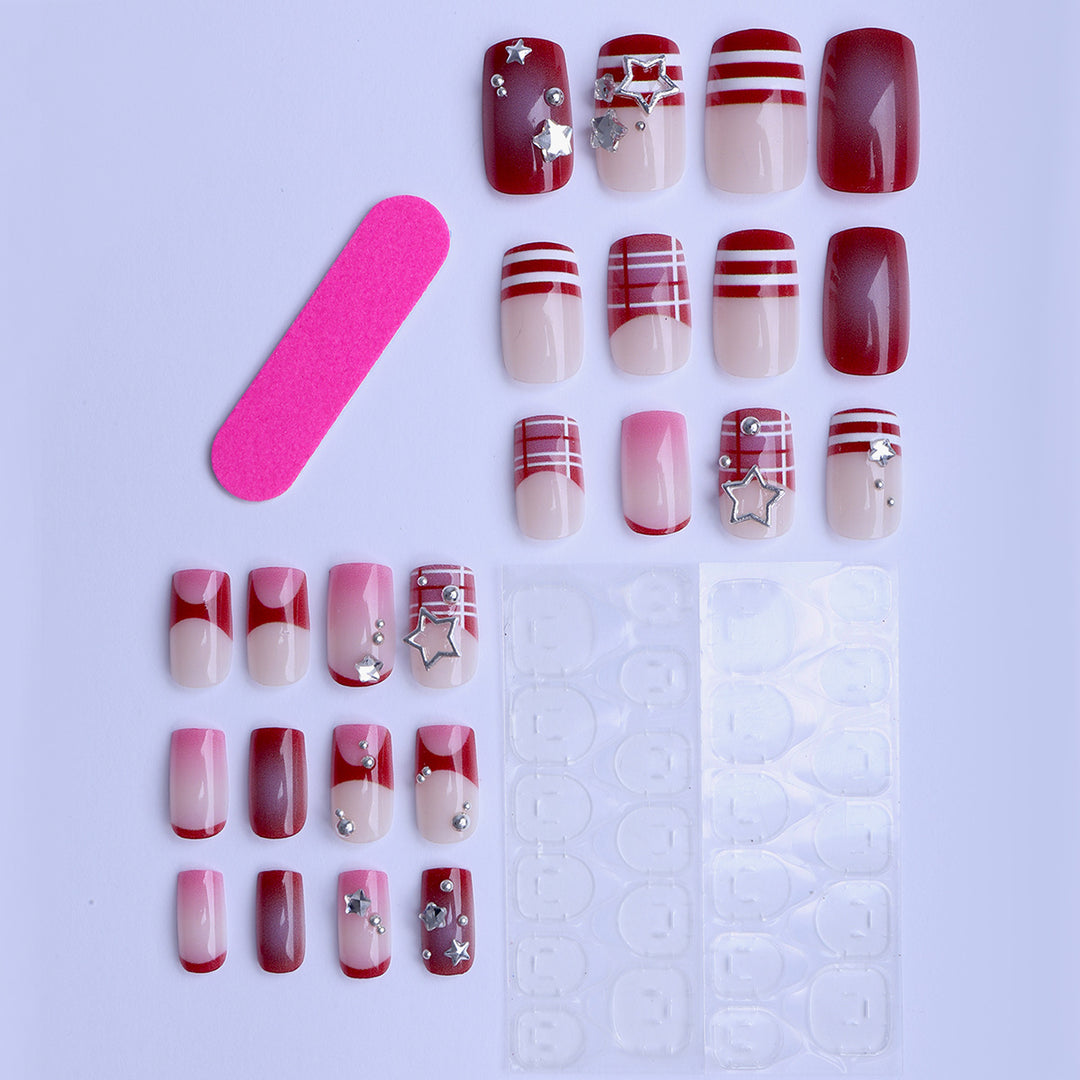 Artificial fingernails with handcrafted star decorations Kalsten