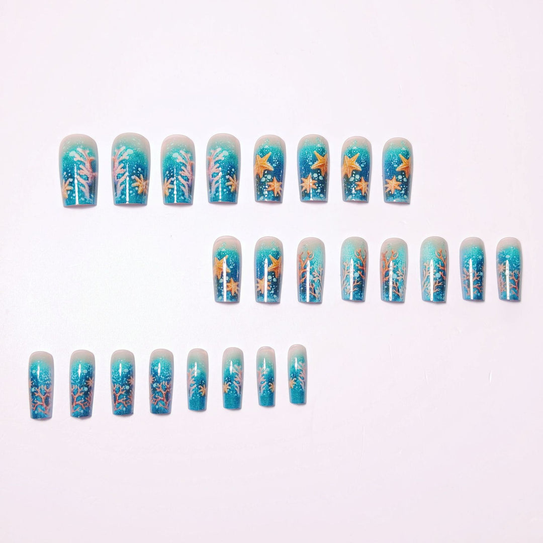 Glittering artificial nails with maritime star motif Kalsten