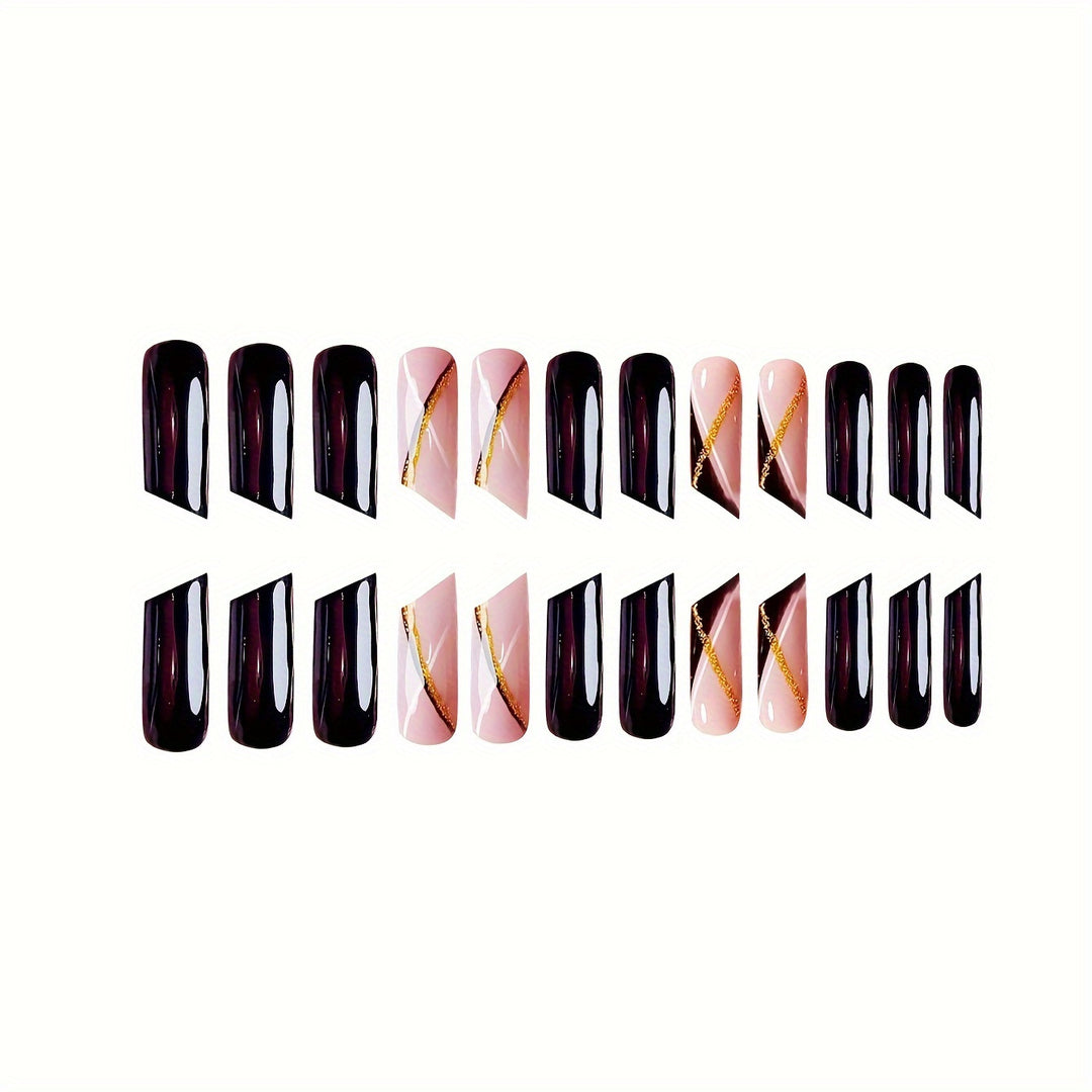Premium Glossy Coffin Press-On Nails Kalsten