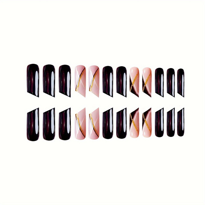 Premium Glossy Coffin Press-On Nails Kalsten