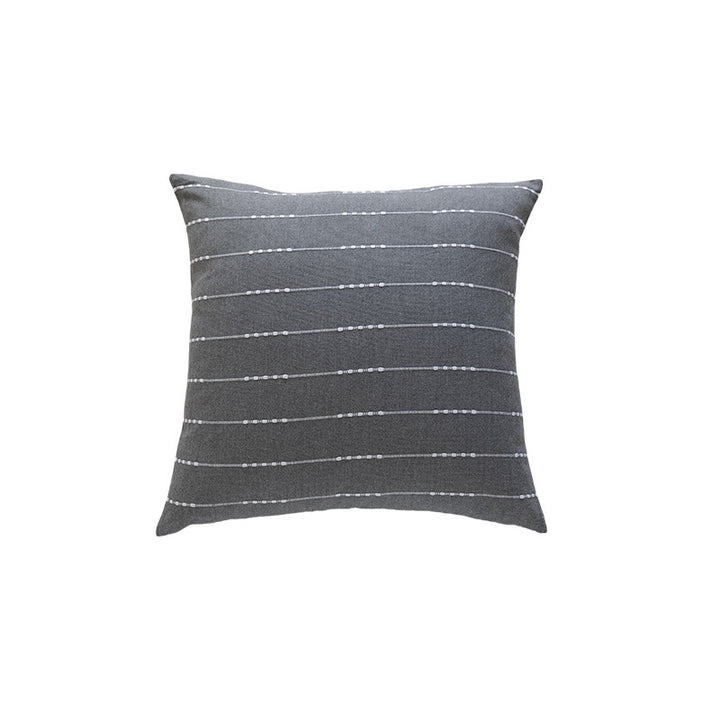 Handwoven Square Throw Pillow Cover with Horizontal Beaded Embroidered Stripes