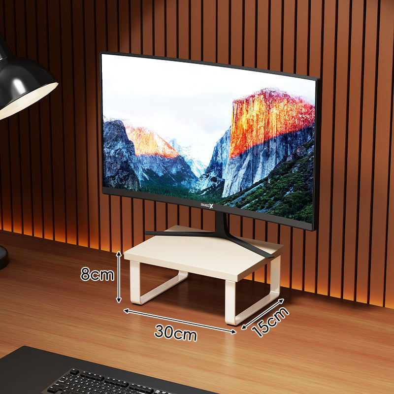 Compact Wooden Monitor Riser with Metal Frame and Under-Shelf Storage
