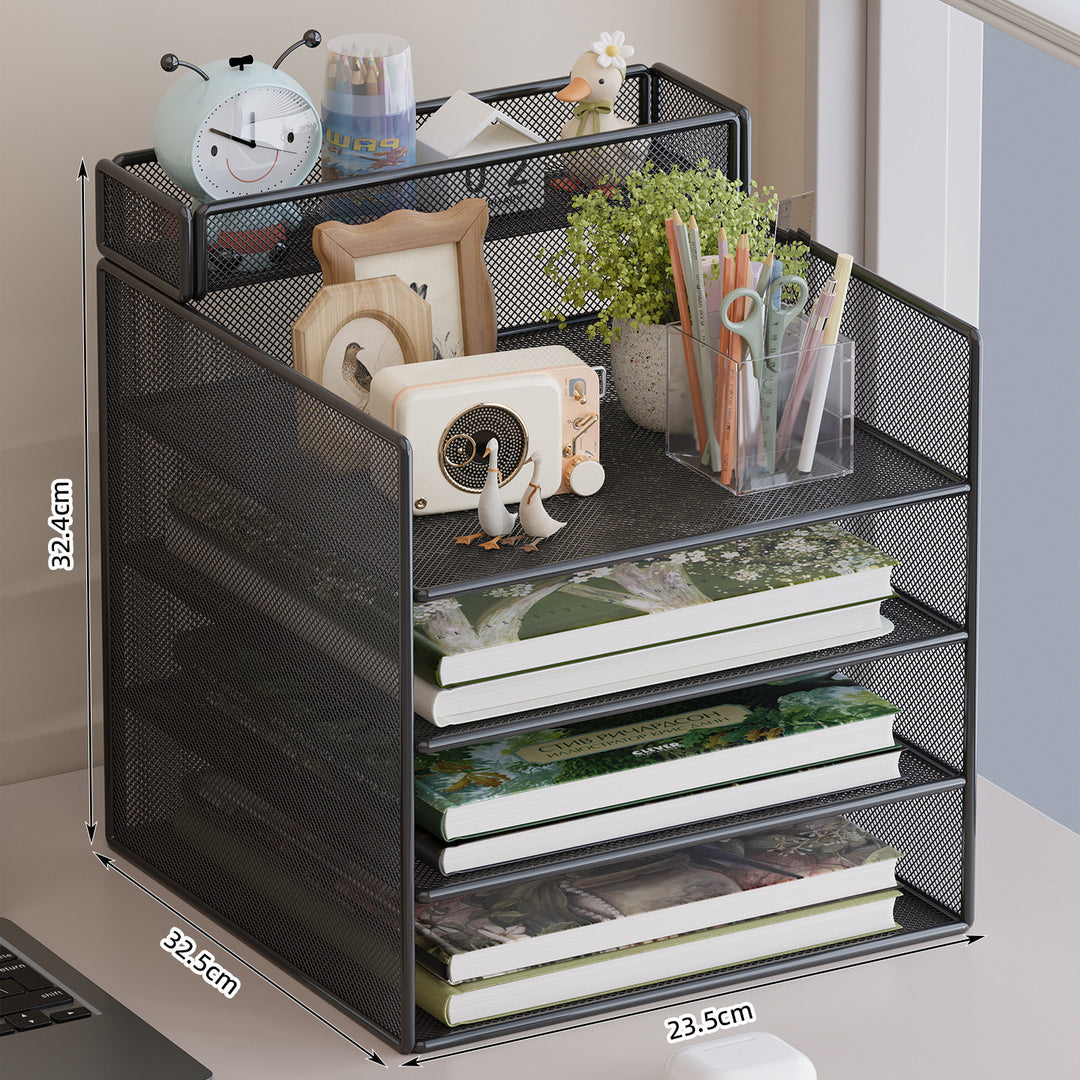 Multi-Tiered Mesh Desktop Organizer with Document Holders Kalsten