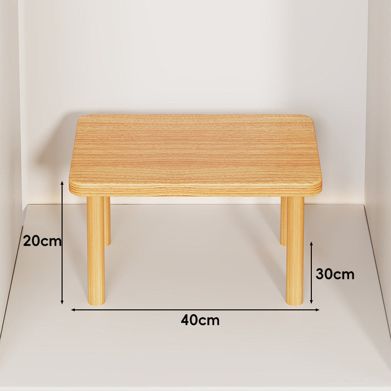 Height-Adjustable Rectangular Wooden Riser Table with Detachable Round Legs