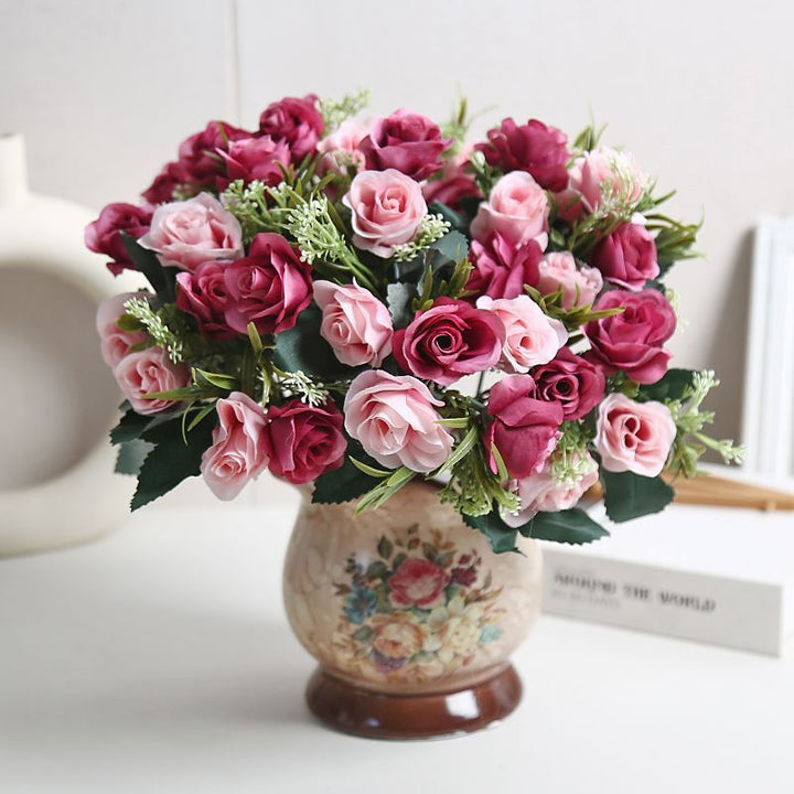 Lifelike Floral Arrangement in Modern Vase