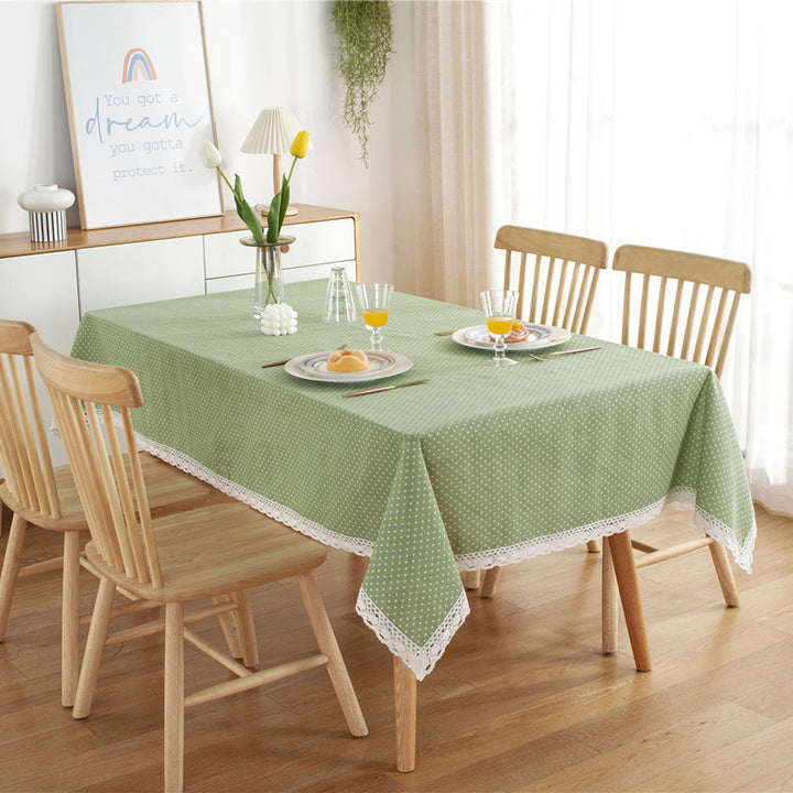 Polka Dot Lace Trim Tablecloth