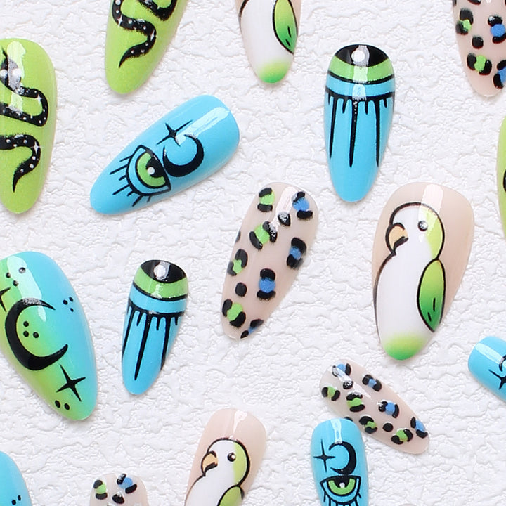 Artificial nail set with playful animal designs and eye-catching 3D designs Kalsten
