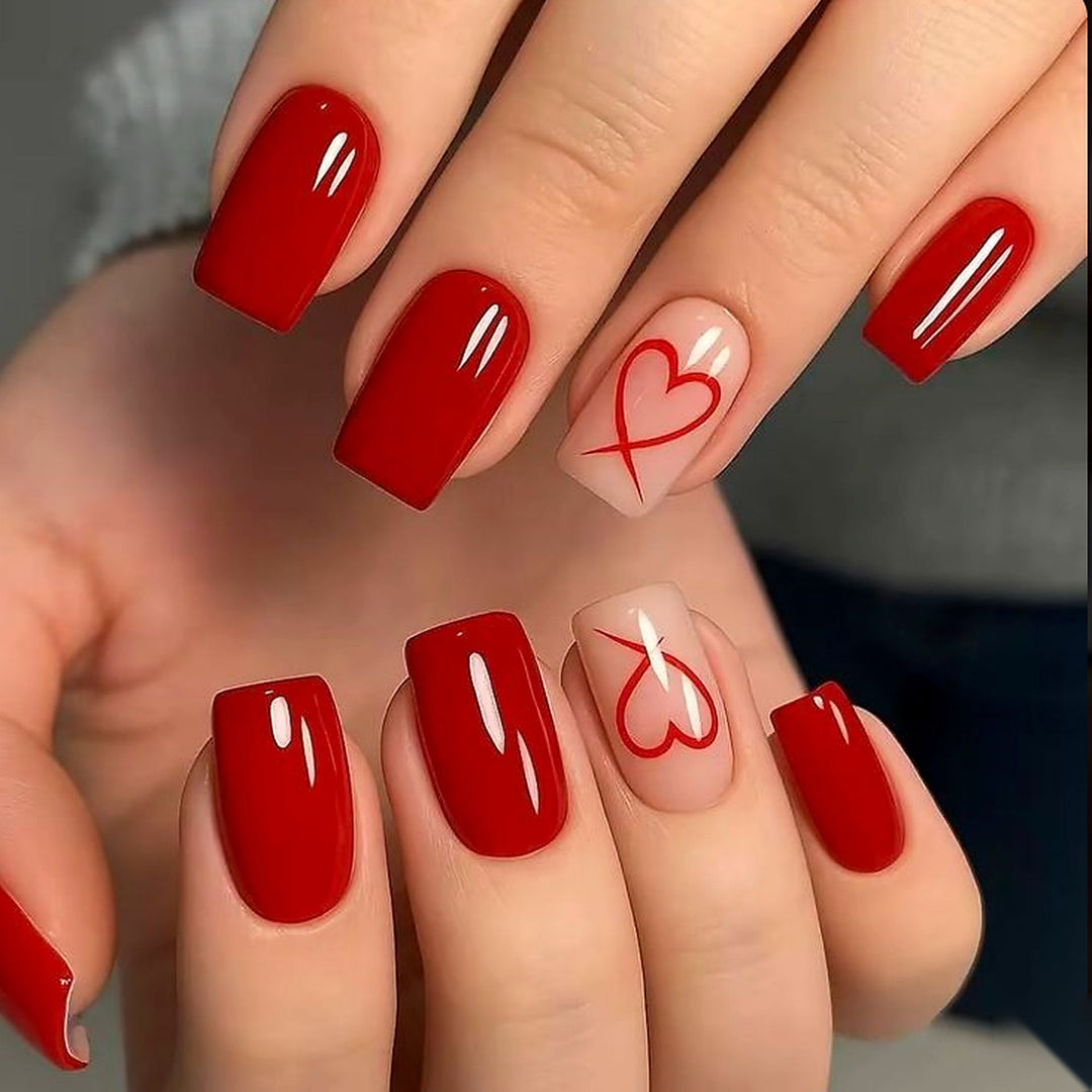 Premium Press-on Nails with Heart Design Kalsten