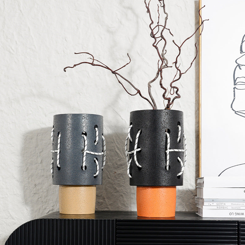 Decorative Rope-Trimmed Planter