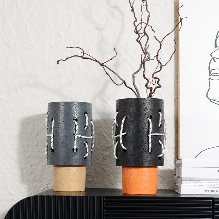 Decorative Rope-Trimmed Planter