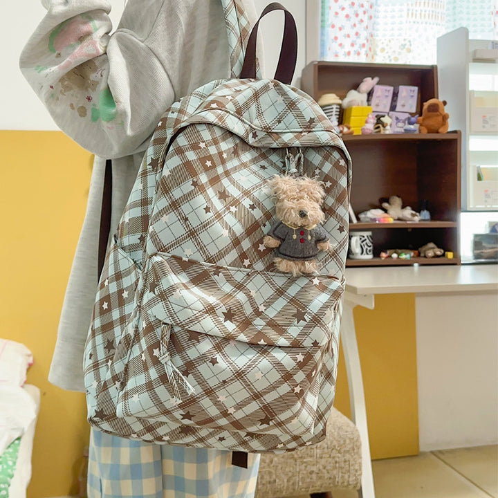 Backpack with Fashionable Check Pattern and Practical Compartments Kalsten