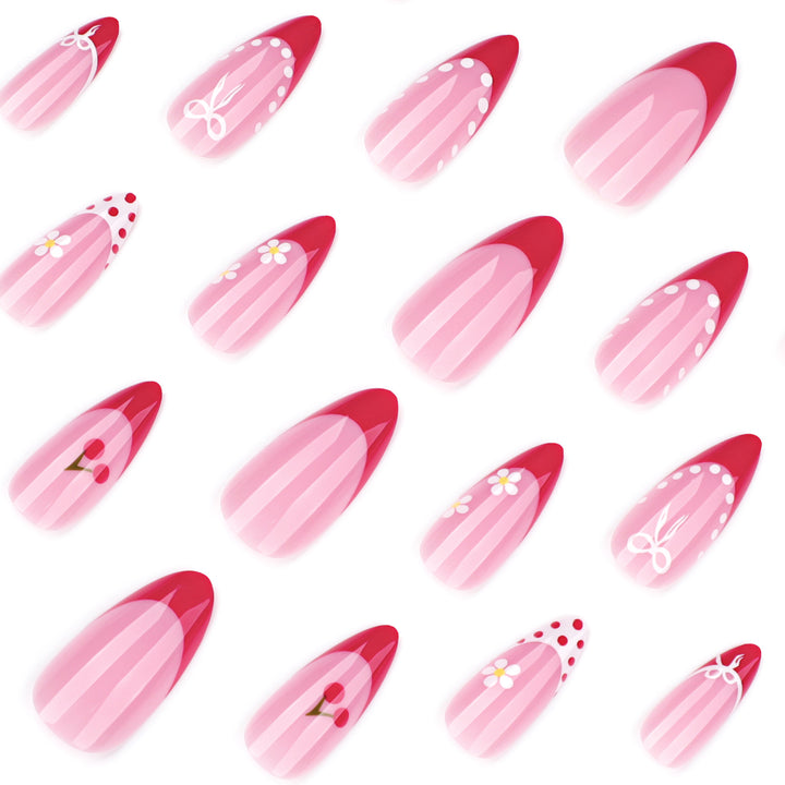 Artistic Nail Extensions with Cheerful Cherry Design Kalsten