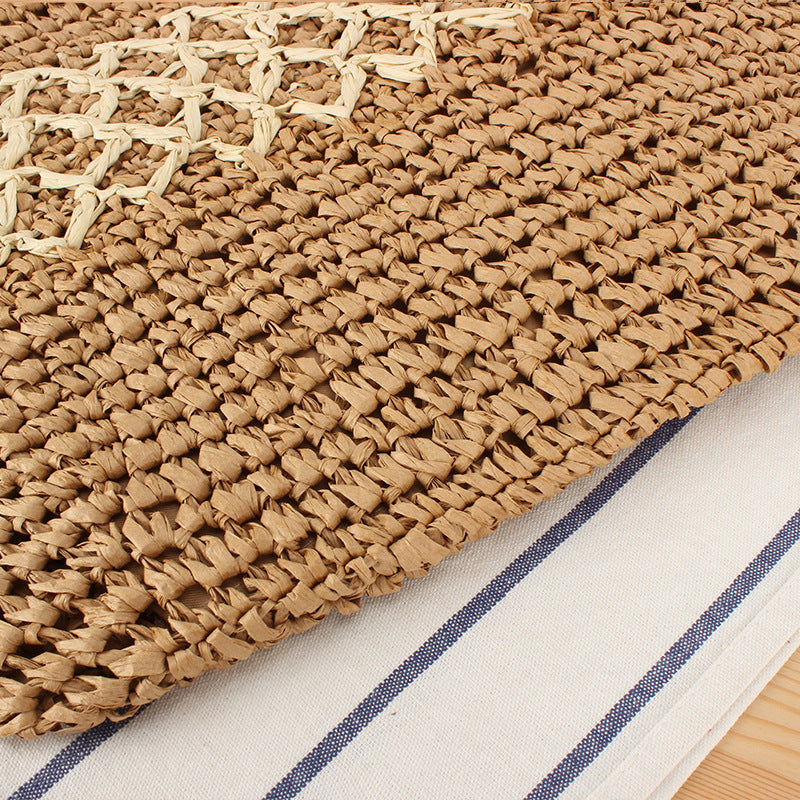 Handcrafted raffia shoulder bag with floral details Kalsten