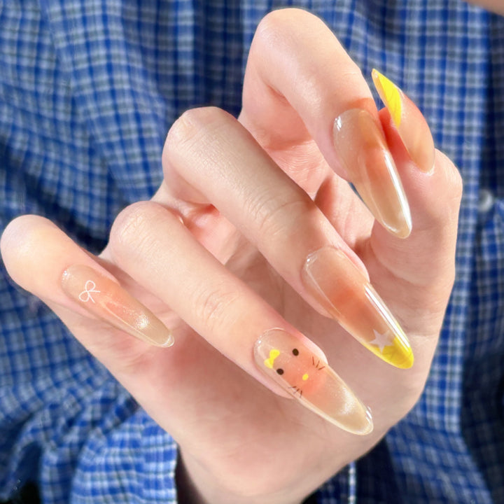 Creative Glittery Star-Themed Press-On Nails Kalsten