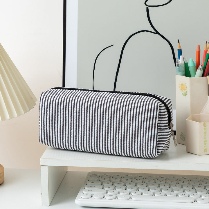 Striped Zippered Pencil Case Bag Kalsten