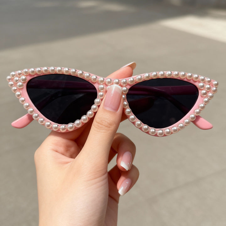 Pearl-Embellished Cat Eye Sunglasses Kalsten
