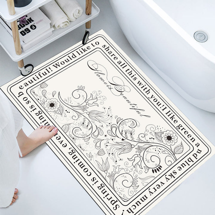 Floral-Themed Bathroom Mat