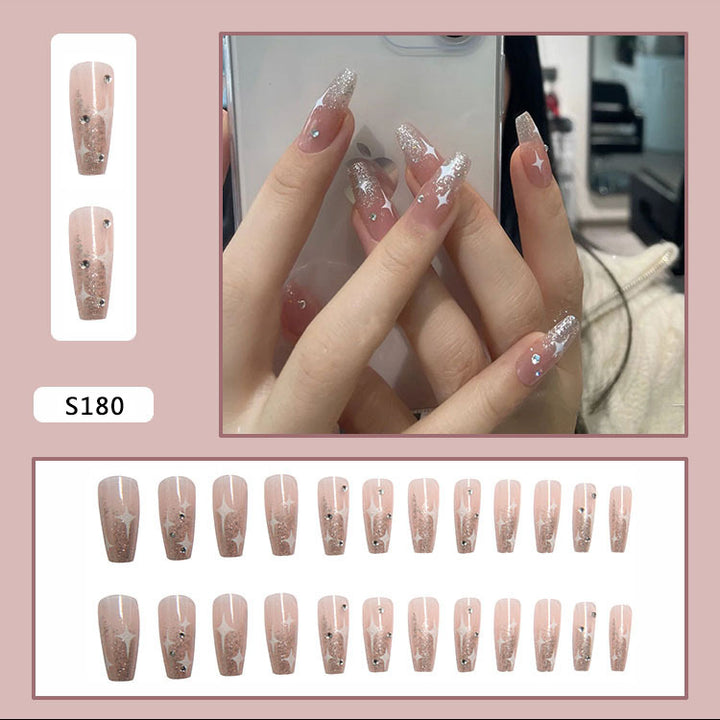 Artificial nail set with shimmering stones and sparkling glitter Kalsten