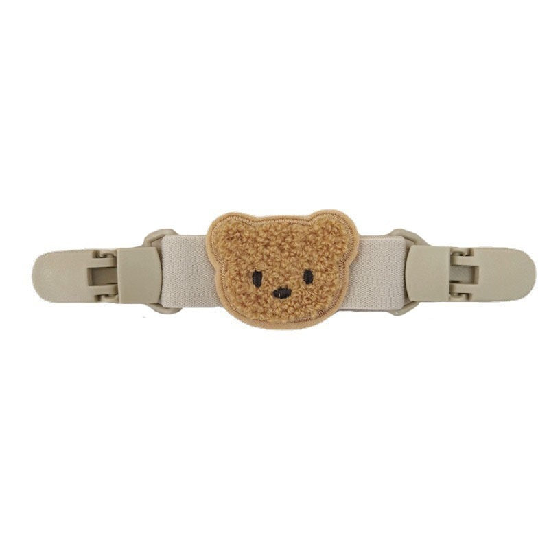 Plush Teddy Pacifier Clip with Safety Buckle and Elastic Strap