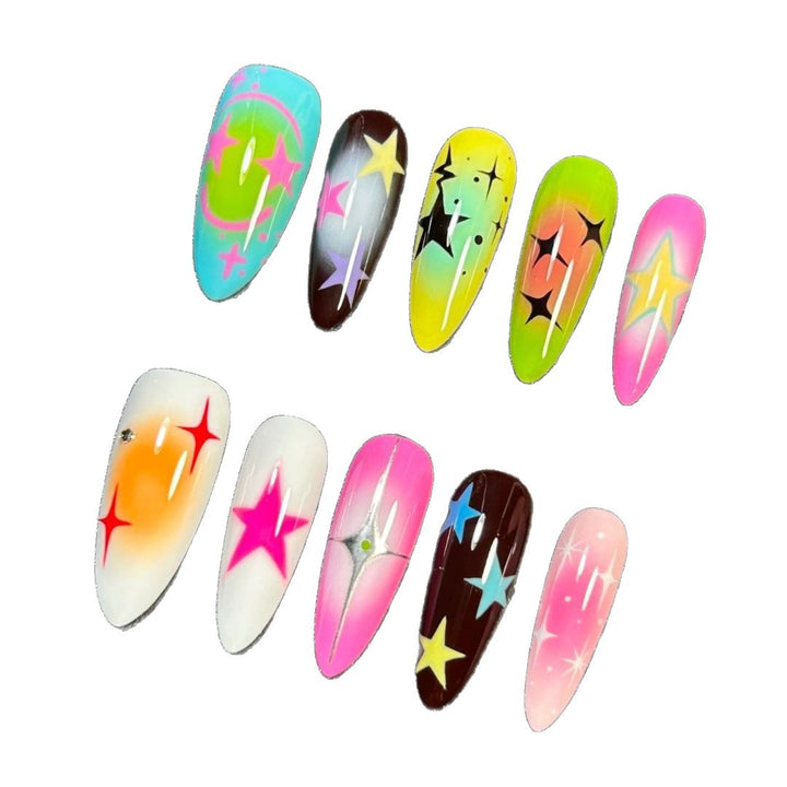 Glitter Star-Themed Press-On Nail Art Set Kalsten