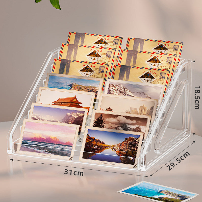 Clear Acrylic Multi-Slot Postcard and Photo Countertop Display Organizer