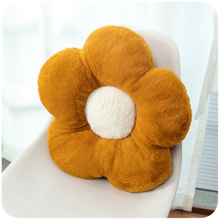 Flower-shaped plush seat and decorative cushion made of soft teddy fleece Kalsten