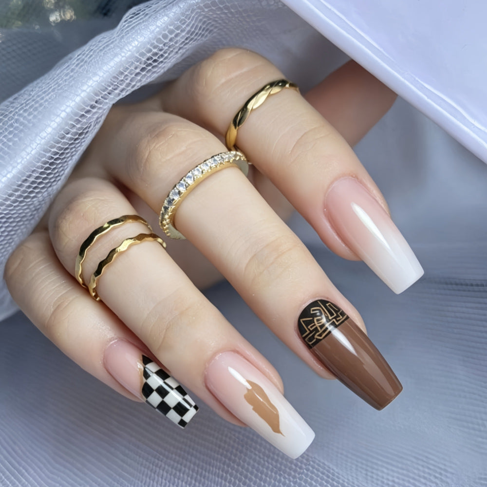 Artificial nails with modern geometric design Kalsten