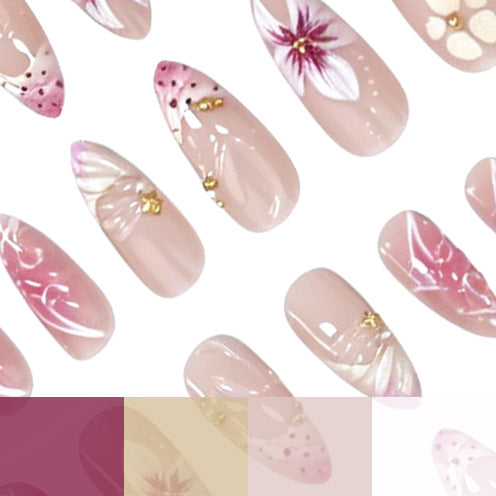 Floral and Metallic Nail Art Enhancements Kalsten