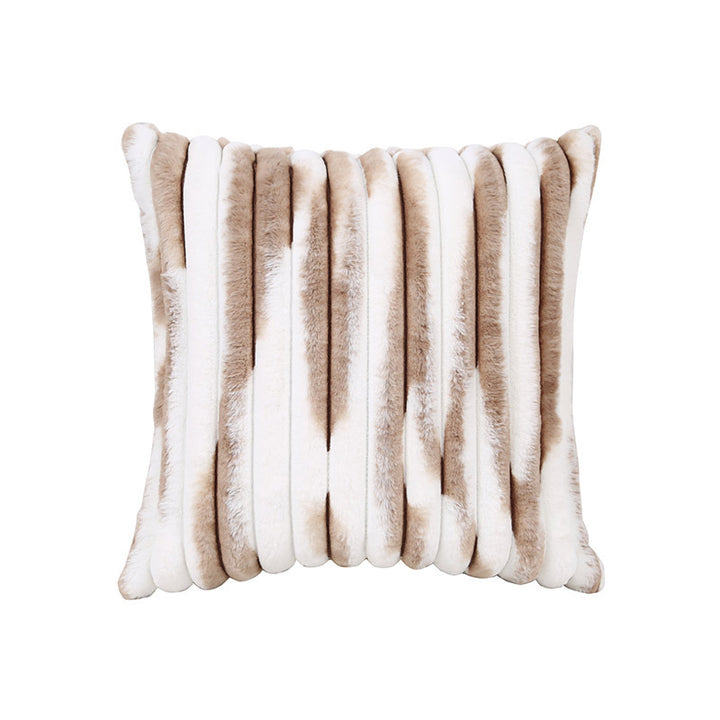 Square cushion cover made of wavy artificial fur with ribbed tube structure Kalsten