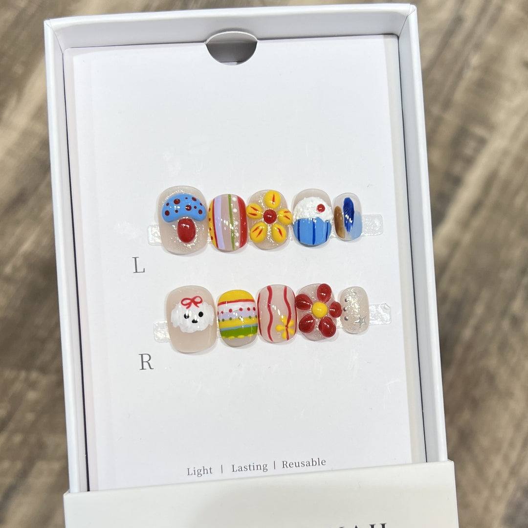Decorative Press-On Nail Art Set with Fun and Whimsical Designs Kalsten