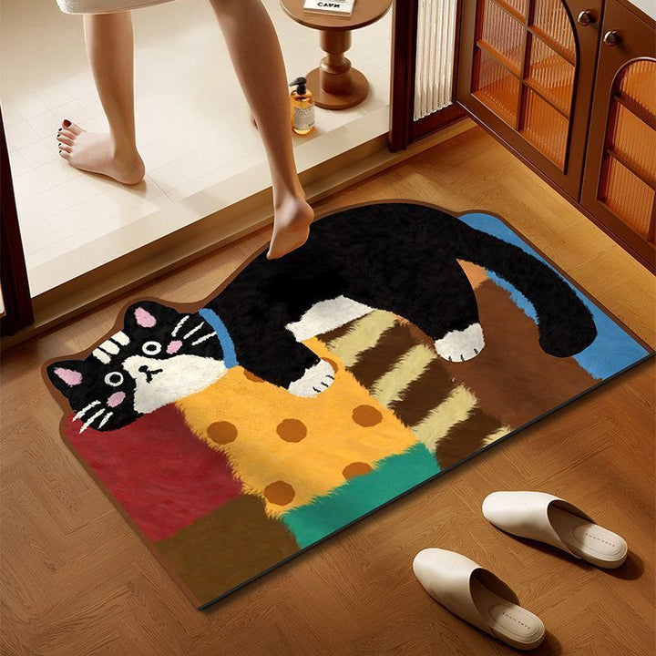 Cartoon Cat-Themed Indoor Area Mat