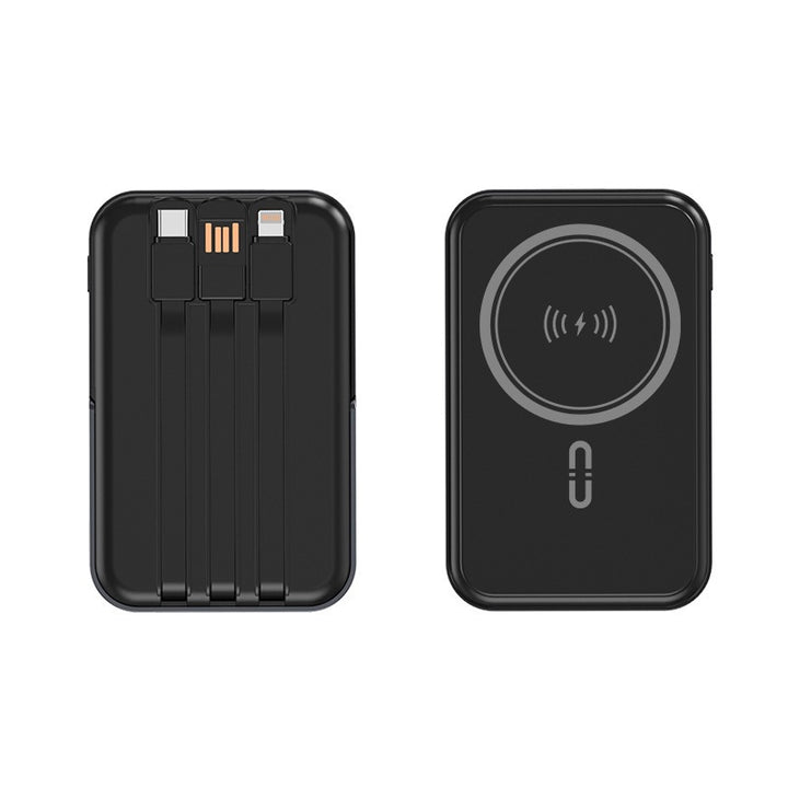 Portable power bank with integrated charging cable and wireless charging function Kalsten