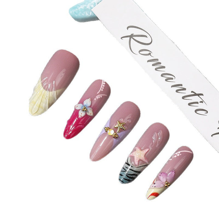Artistic Shell-Inspired Press-On Nail Set Kalsten