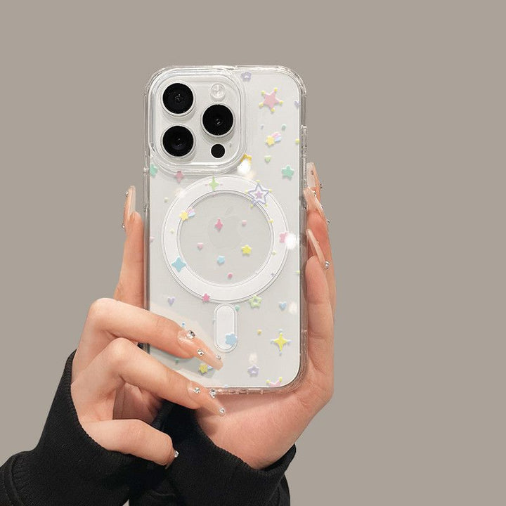 Magnetic Compatible Silicone Phone Case With Decorative Star Confetti And Enhanced Camera Protection