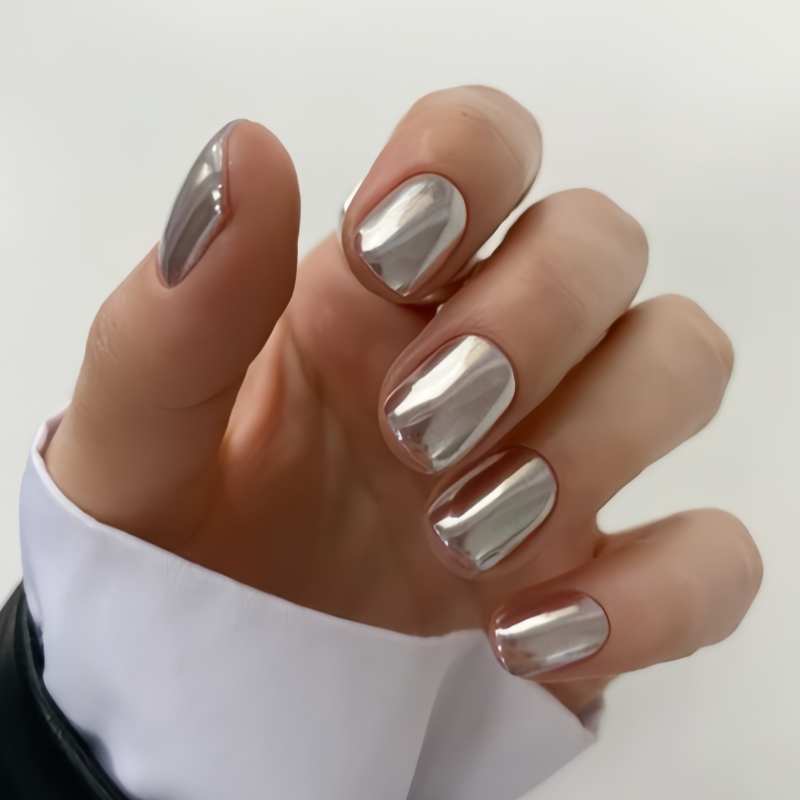 Mirrored Glossy Press-On Nail Set Kalsten