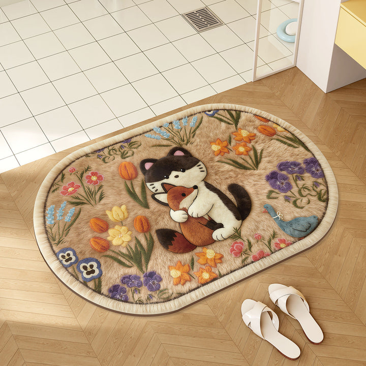 Playful Animal-Themed Plush Bath Mat