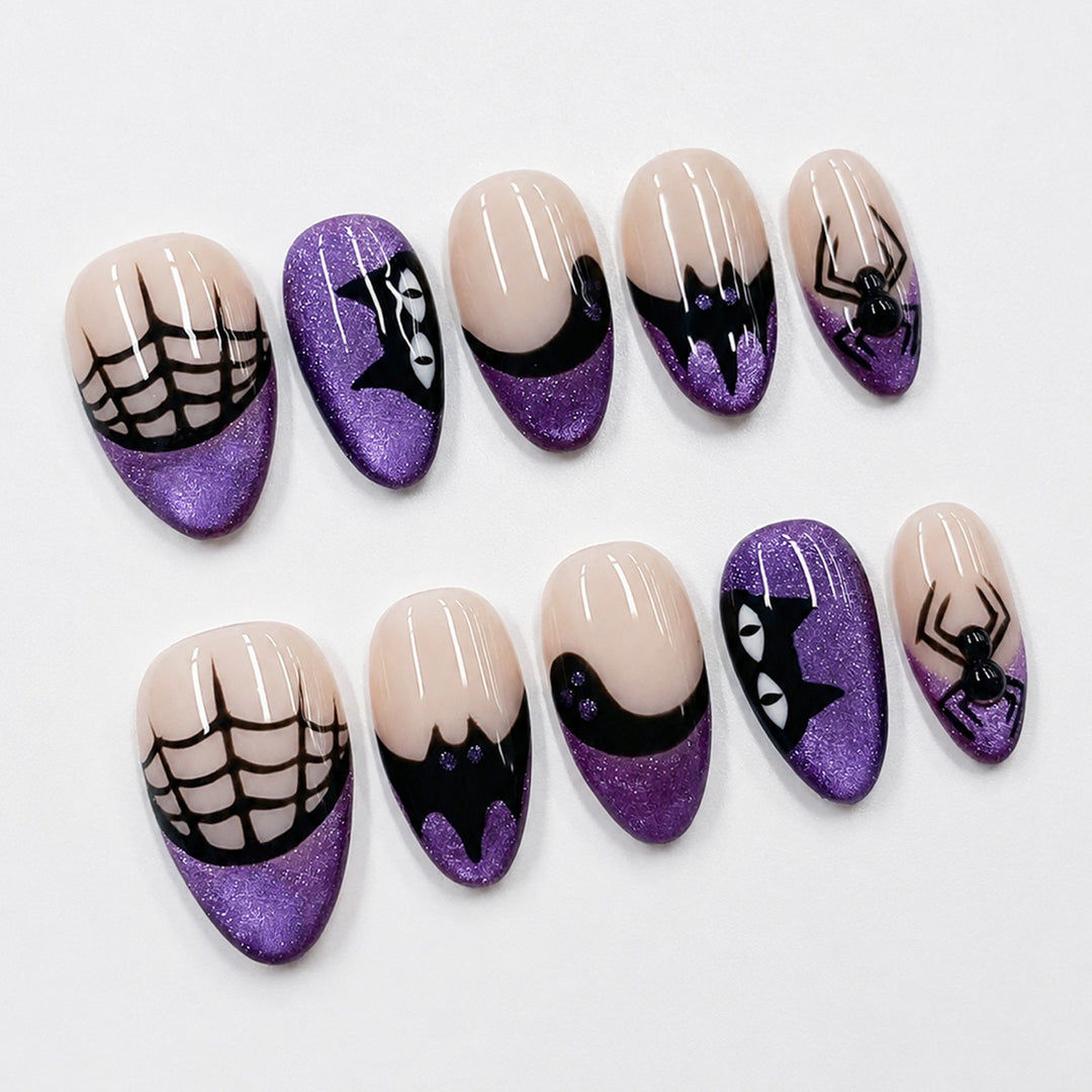 Creative Acrylic Nail Set with Halloween Motifs Kalsten