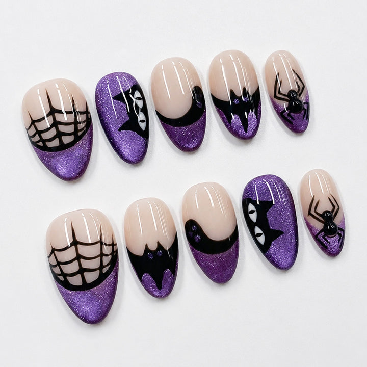 Creative Acrylic Nail Set with Halloween Motifs Kalsten