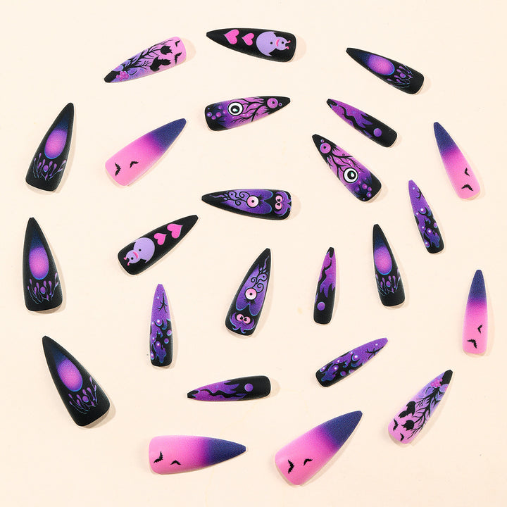 Gothic Halloween-Inspired Stiletto Nail Art Extensions Kalsten