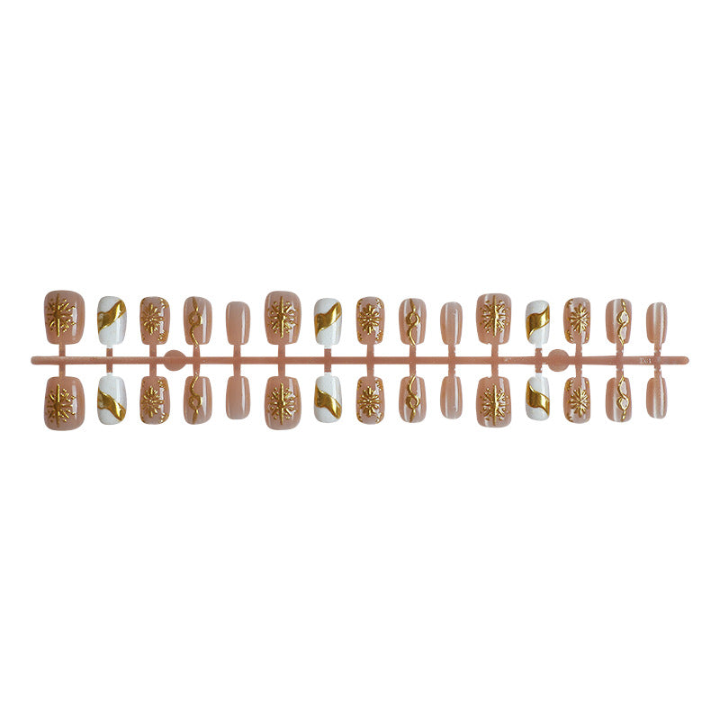 Elegant Gold-Embellished Press-On Nail Art Set